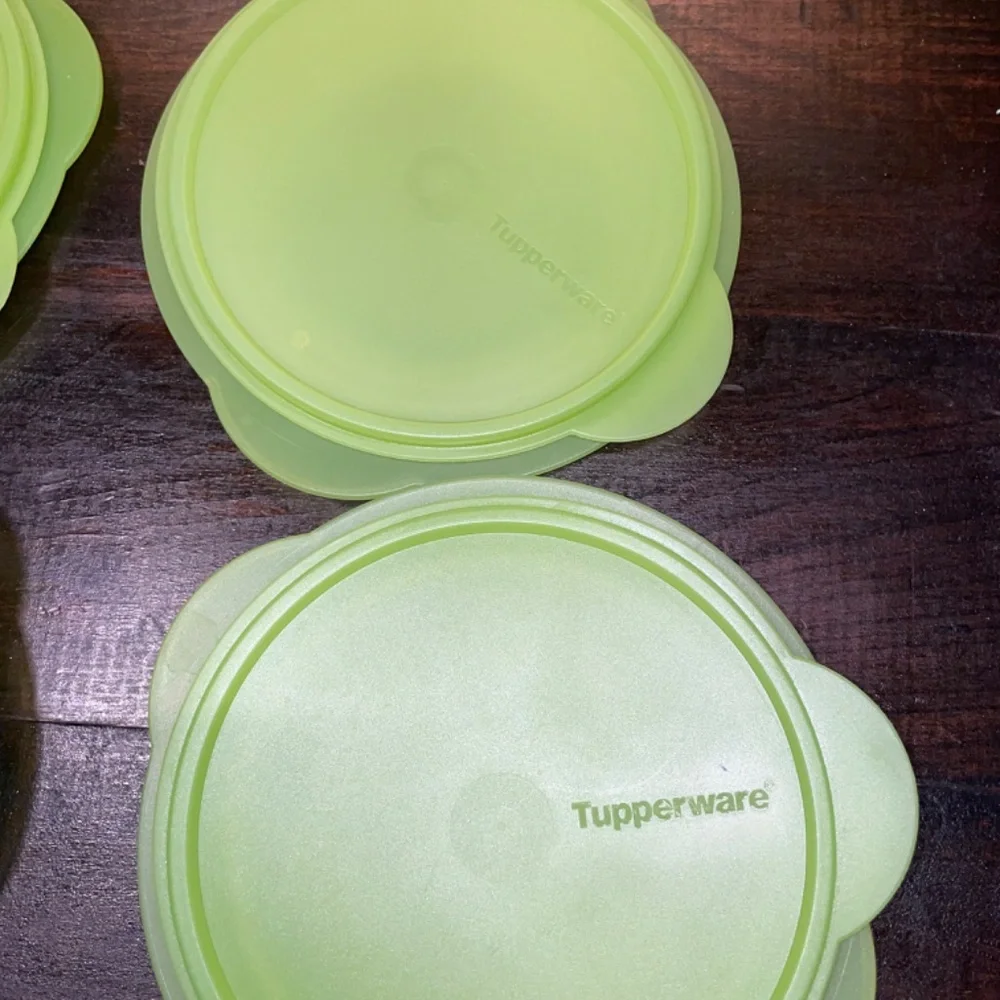 Set of 4 Green‎ Tupperware Flatout Expandable Bowls with Lids